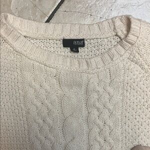 a.n.a.white Cable Sweater M